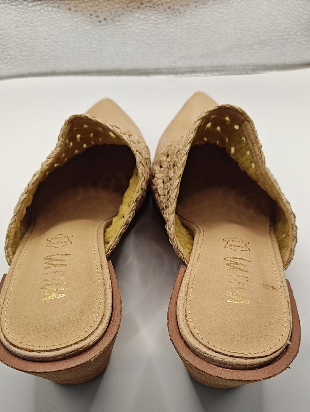 Mi.im. Leather Woven Pointed-Toe Mules in Tan 8.5 - Picture 4 of 9